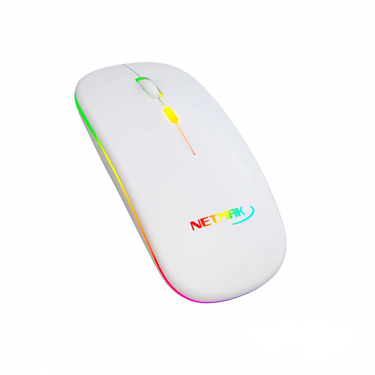 Mouse Netmak Inalambrico Recargable Optimize W90 Blanco 2.4GHZ Art.NM-W90-W